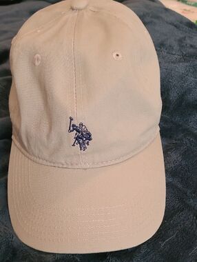 U.S. Polo Assn. Khaki Baseball Cap with Navy Polo Player Logo